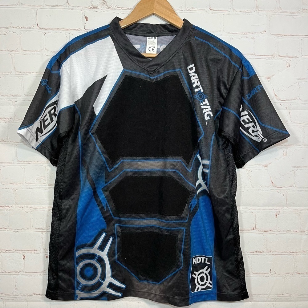 Nerf Dart Tag Jersey Mens Large Black T-Shirt Official Competition Double Sided